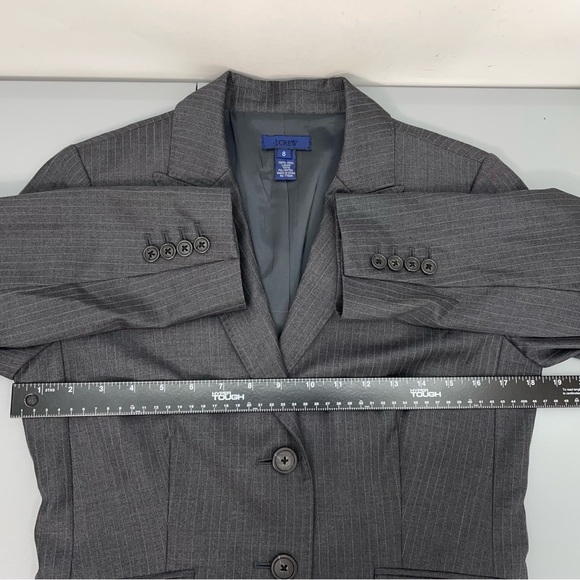 J Crew Blazer Jacket Coat 2 Button Gray Wool Super 120’s Pin Striped Womens 8 - Picture 8 of 10